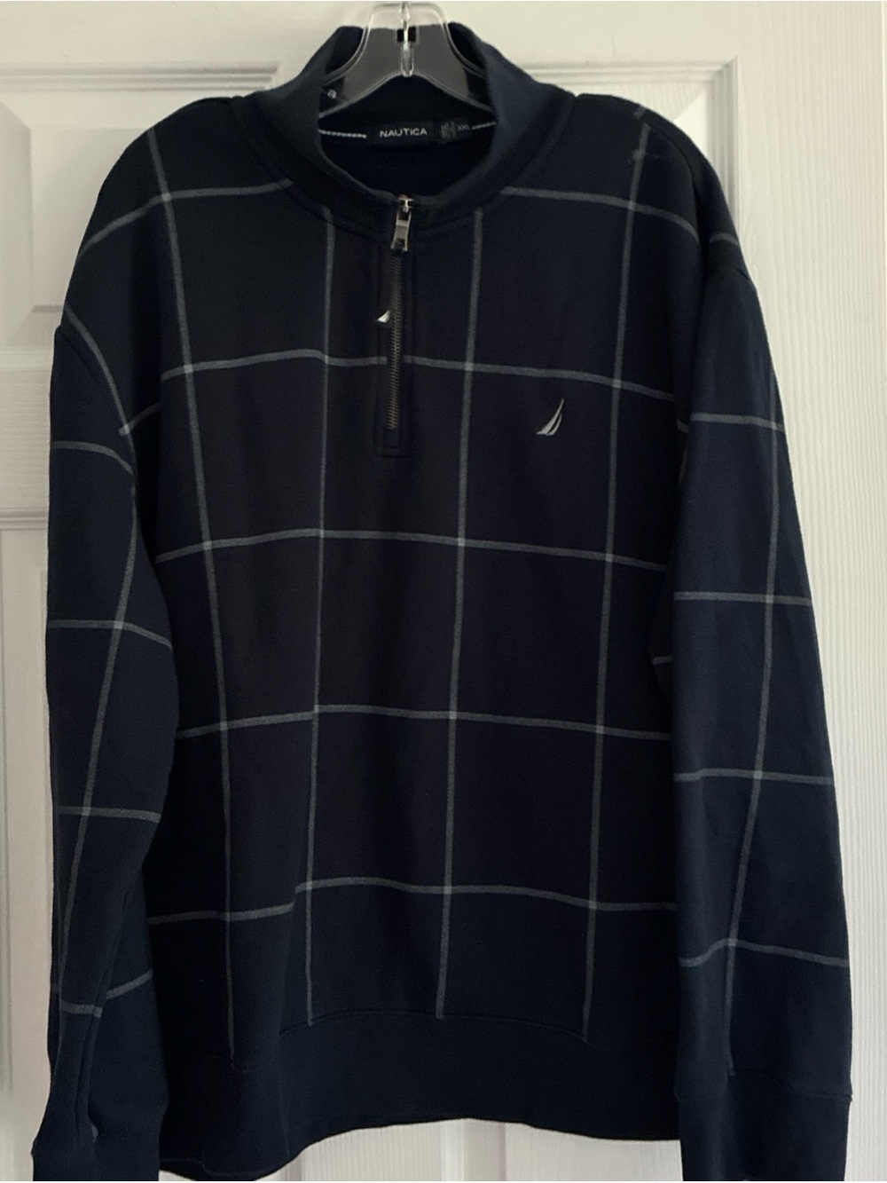 Nautica, Blue Long Sleeve 1/4 Zip Mock Neck Pullover Sweatshirt Men XX-Large